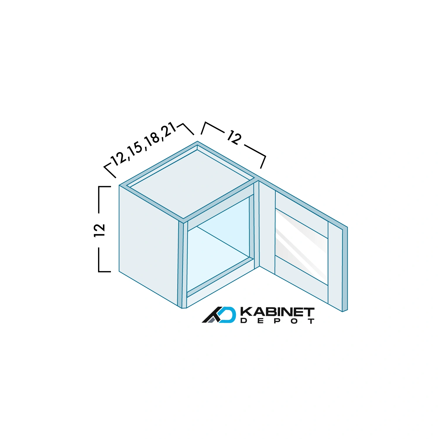 12" High Glass Door Wall Cabinets diagram