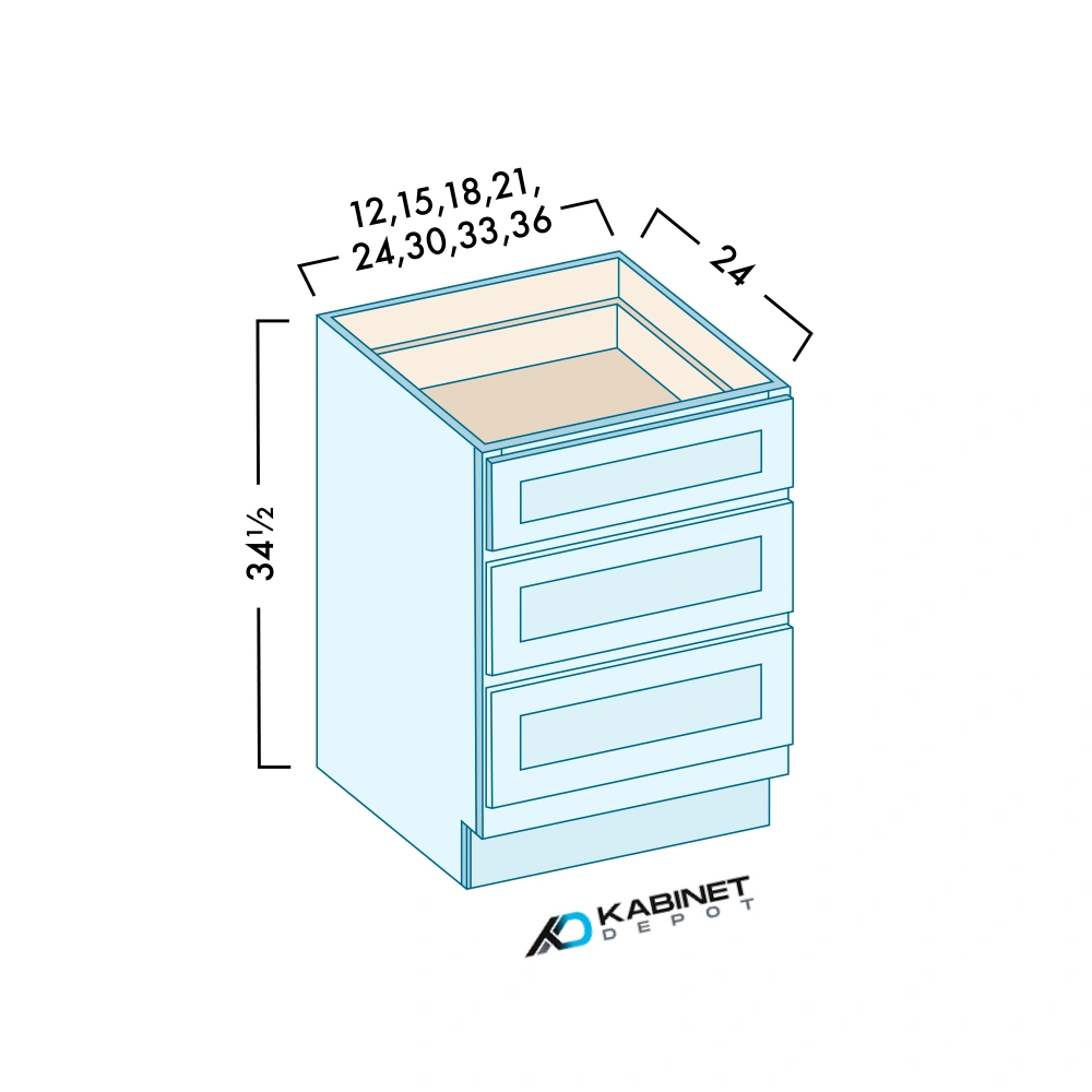 3 Drawer Base Cabinets diagram