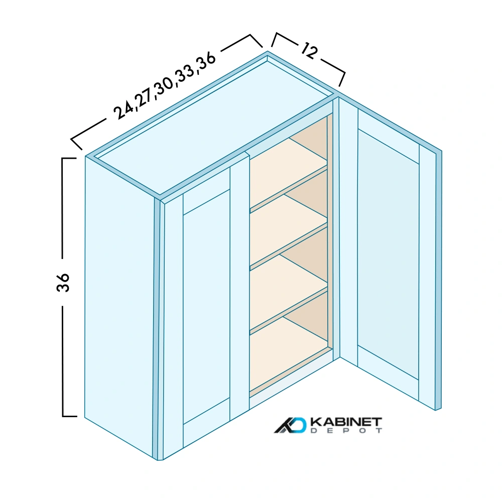 36" High Double Door Wall Cabinets diagram