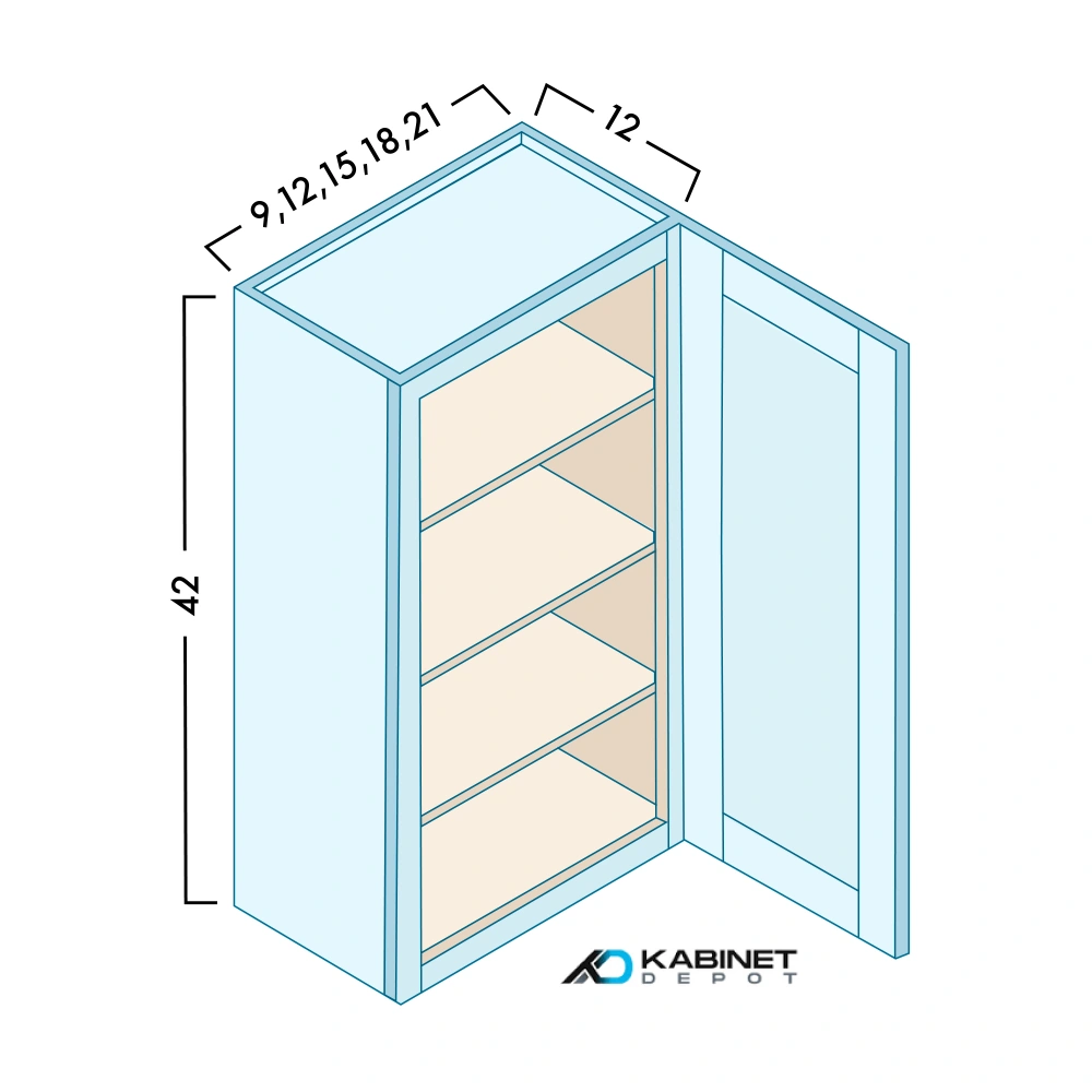 42" High Single Door Wall Cabinets diagram
