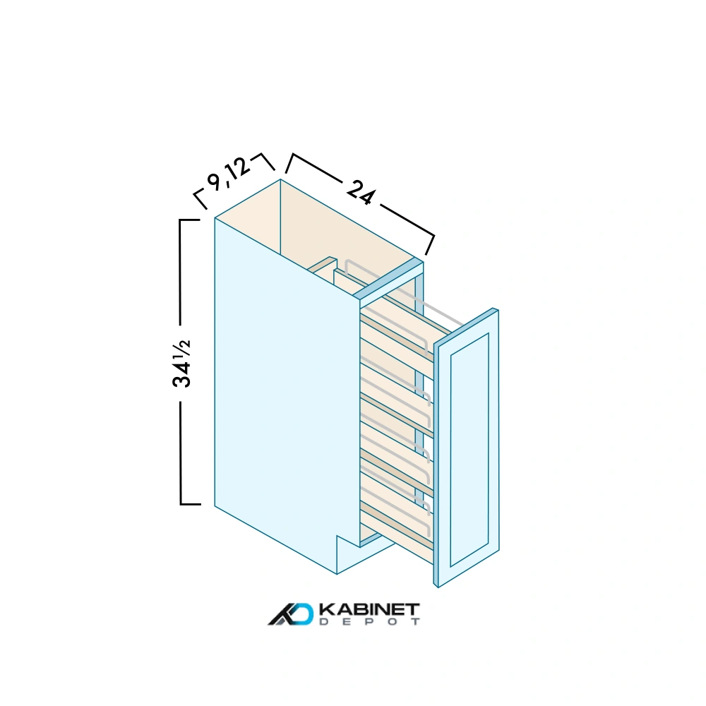 Pull Out Spice Rack Base Cabinets diagram
