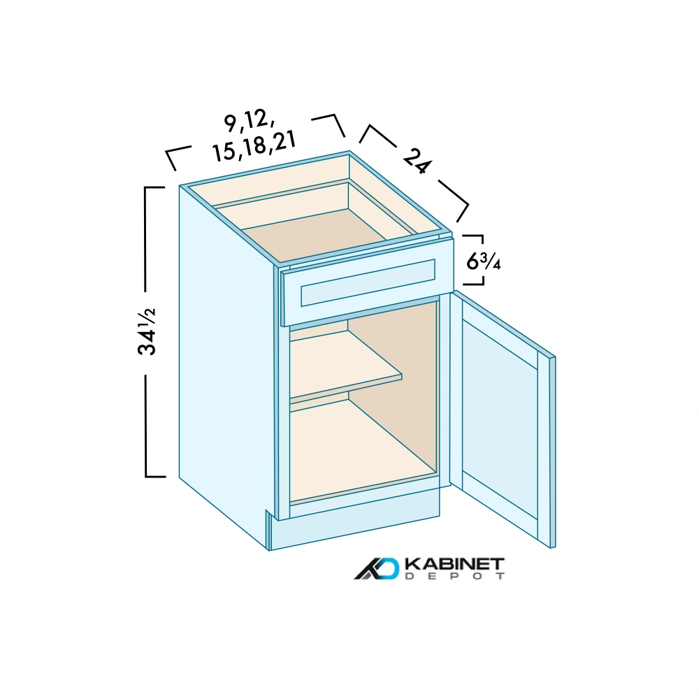 Single Door Base Cabinets diagram