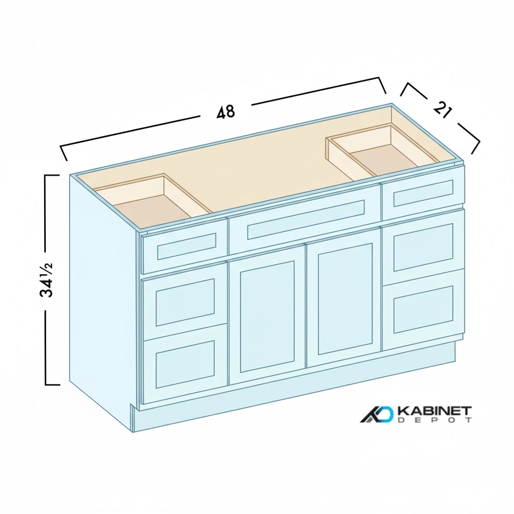 Vanity Sink Base and Drawers Combo diagram