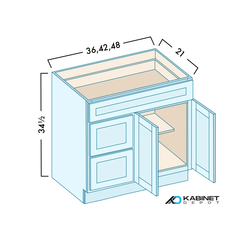 Vanity Sink Base Combo with Left Drawers diagram