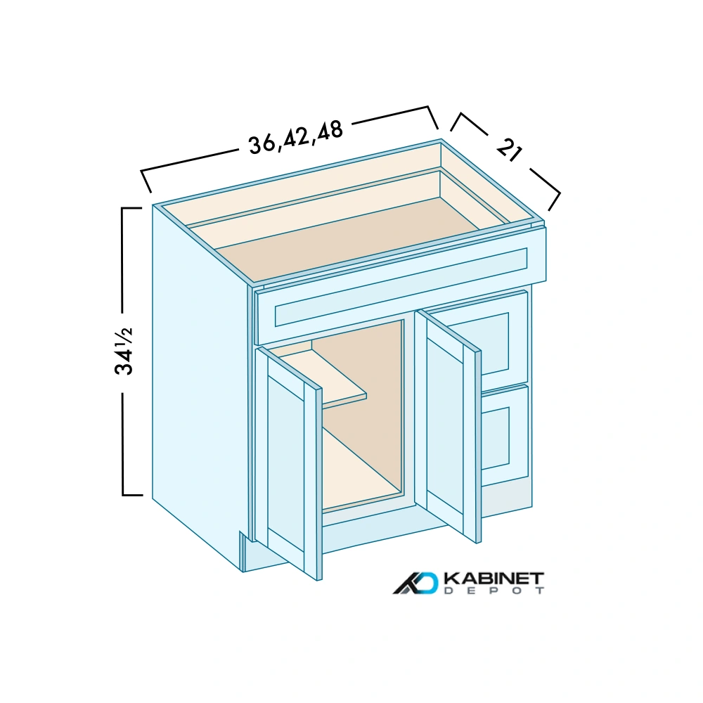 Vanity Sink Base Combo with Right Drawers diagram