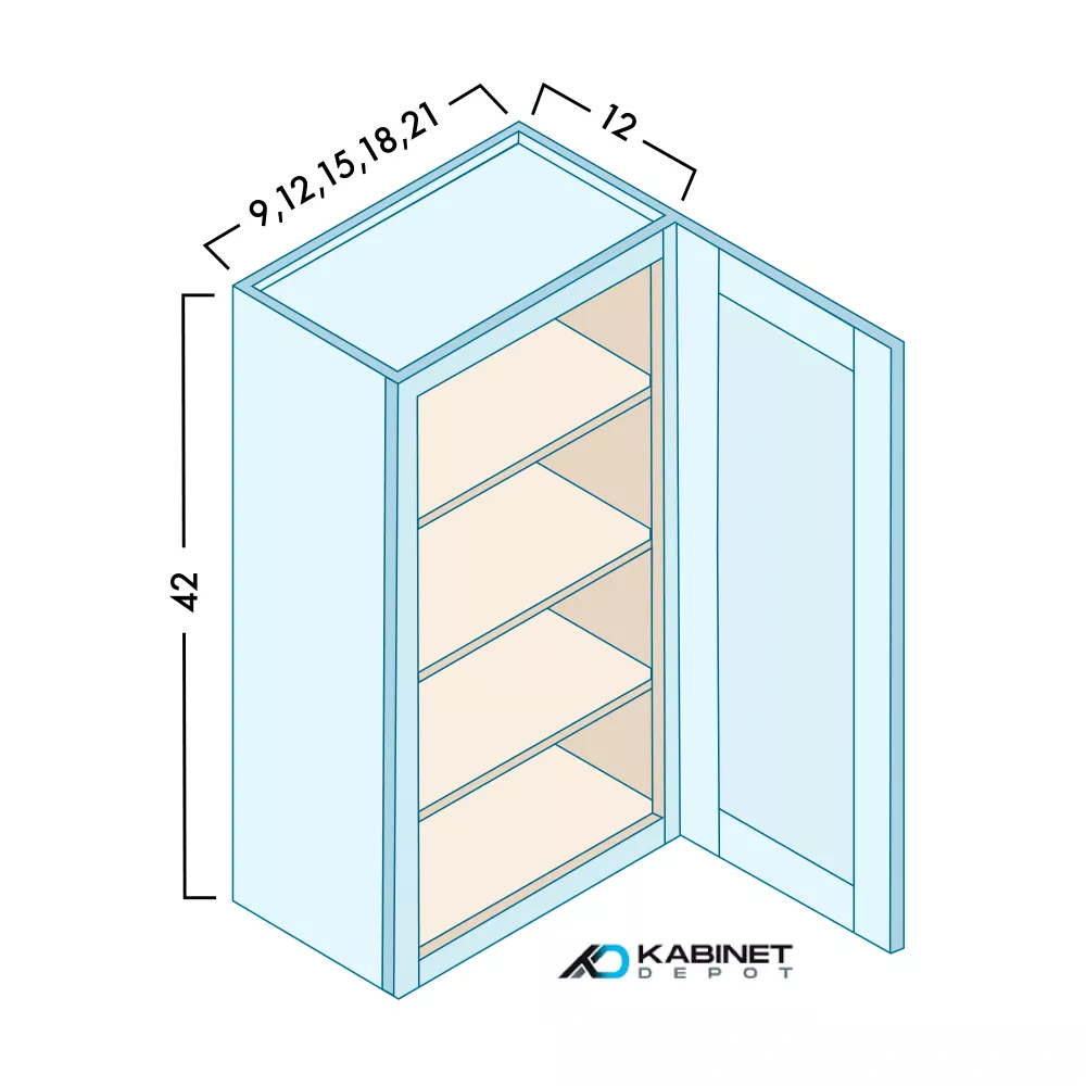 42" High Single Door Wall Cabinets diagram